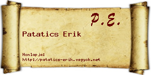 Patatics Erik névjegykártya